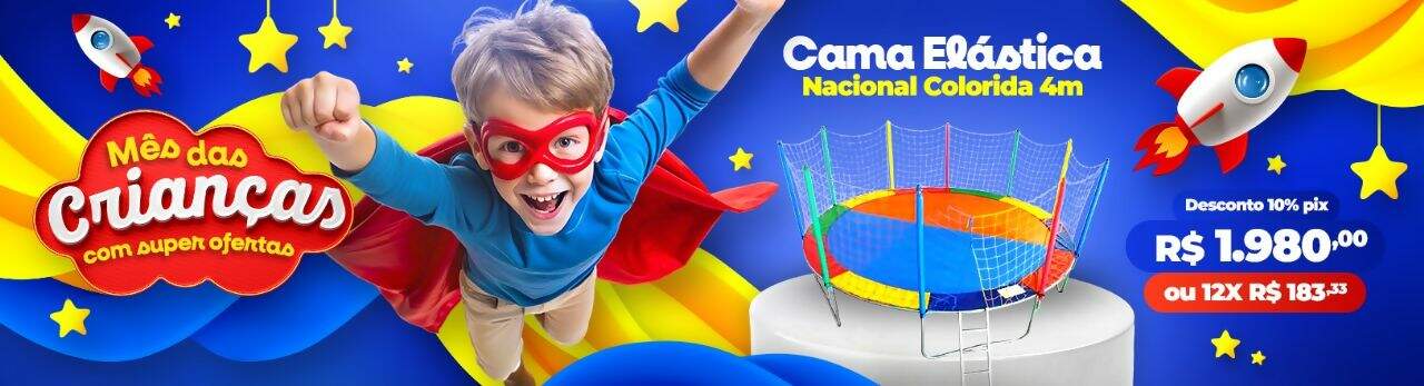 Cama Elástica Nacional Colorida 4,00m